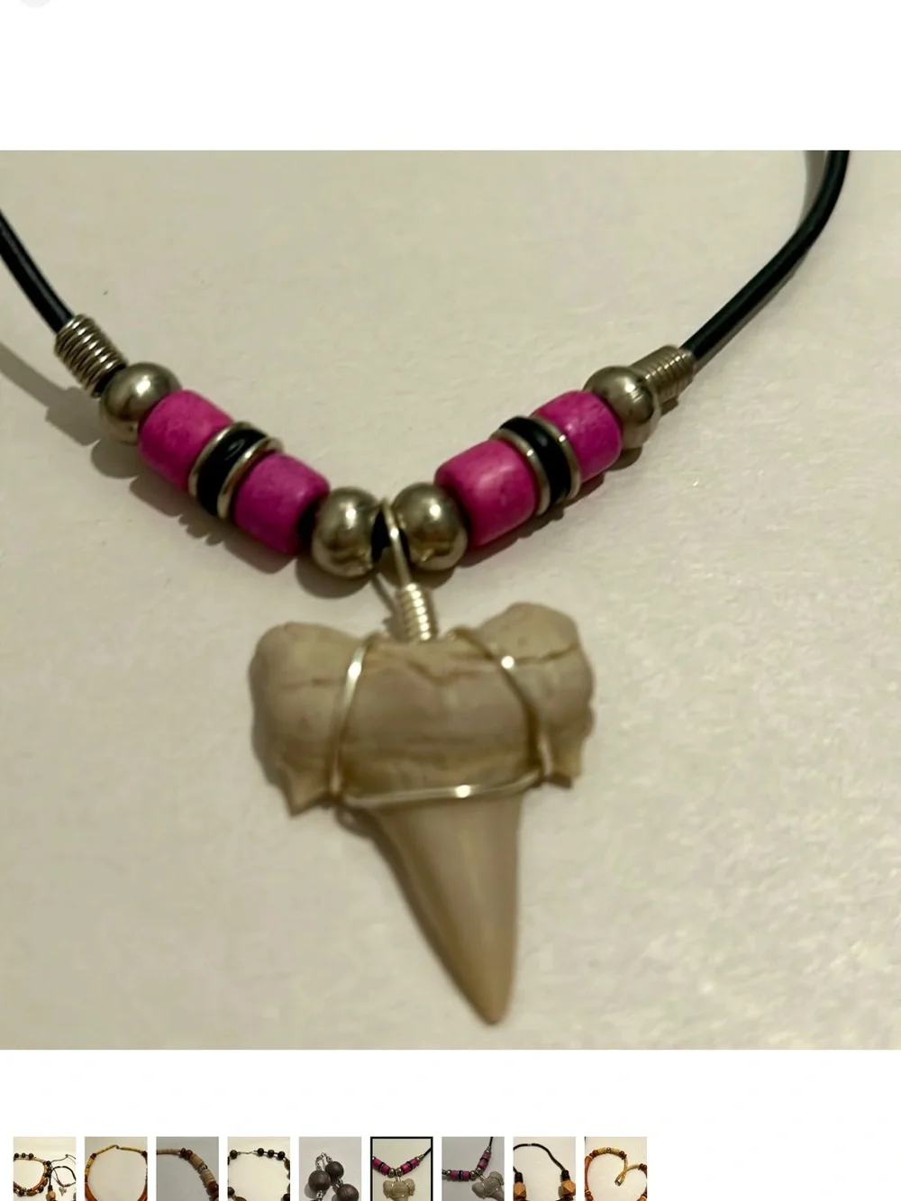 Vintage Tribal Necklace Lot Set 4 Necklaces Heishi Wood Natural Shark Tooth